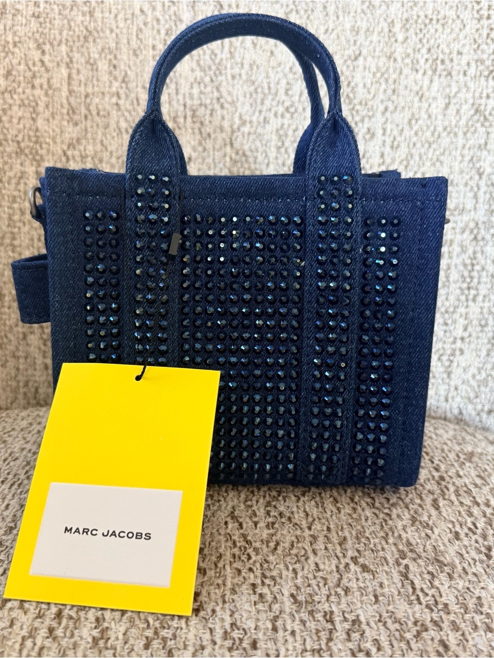 Marc Jacobs The Crystal Denim Crossbody Mini Tote Bag Dark Wash NWT - Picture 3 of 10